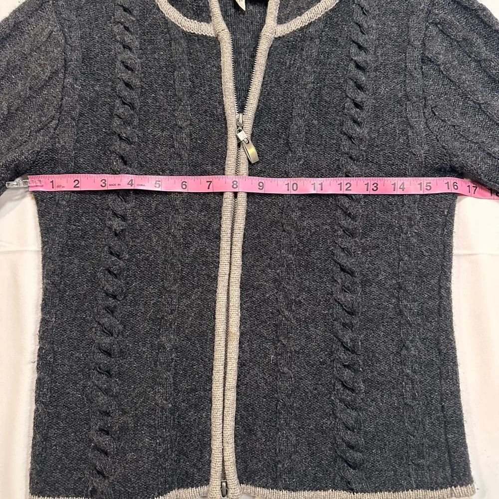 VTG 90s Twiggy Lambswool Hooded Zip Cardigan Minimal Knit Sweater | XS/S - Picture 7 of 11